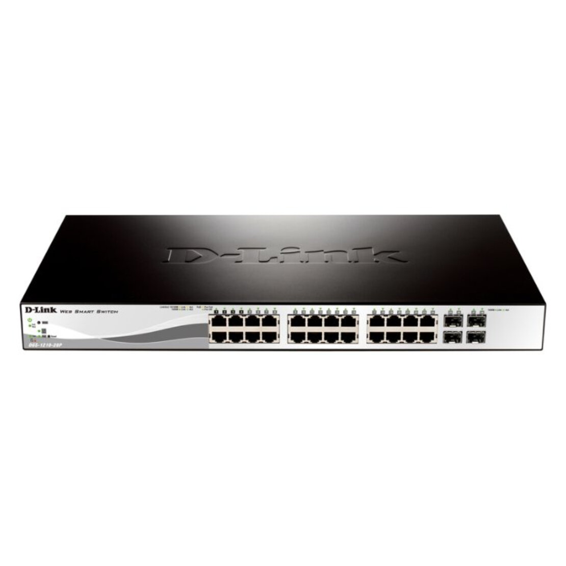 Коммутатор D-Link DGS-1210-28P/FL1A 24G 4SFP, 24 LAN-порта, поддержка PoE, черный