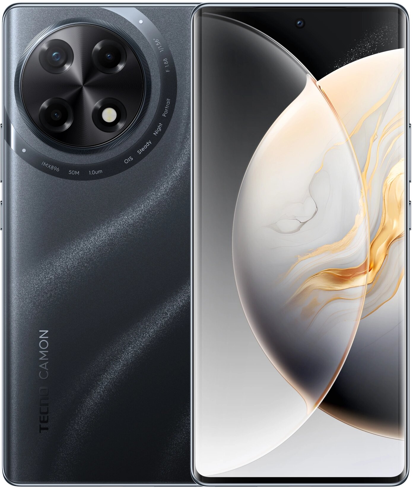 Смартфон Tecno Camon 30S 128Gb 6Gb черный 3G 4G 2Sim 6.78" 1080x2436 Android 14 50Mpix 802.11 a/b/g/n/ac NFC