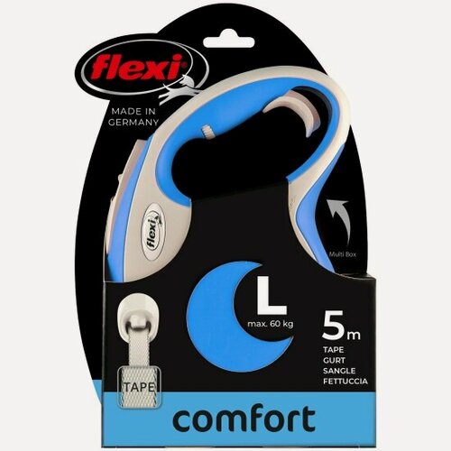 Изображение товара Поводок-рулетка Flexi New Coмfort tape L, 5 м, 60 кг, синий