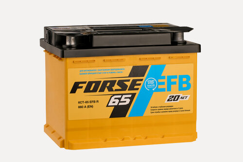 Изображение товара Автомобильный аккумулятор FORSE EFB 6CT-65 VLR (0) (арт.565108051)