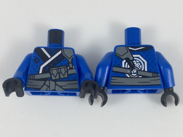 Torso Tunic, Dark Bluish Gray Sash and Utility Strap, Black and White Hem, Emblem on Back Pattern / Blue Arms / Black Hands, 973pb3044c01 Blue U