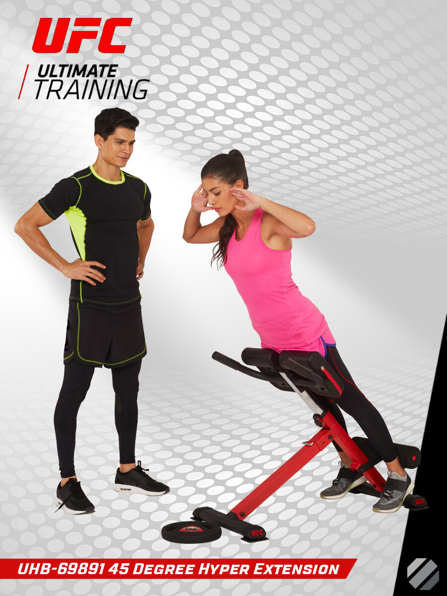 Гиперэкстензия наклонная 45 градусов UFC UHB-69891 / домашний тренажер для спины — фото 1