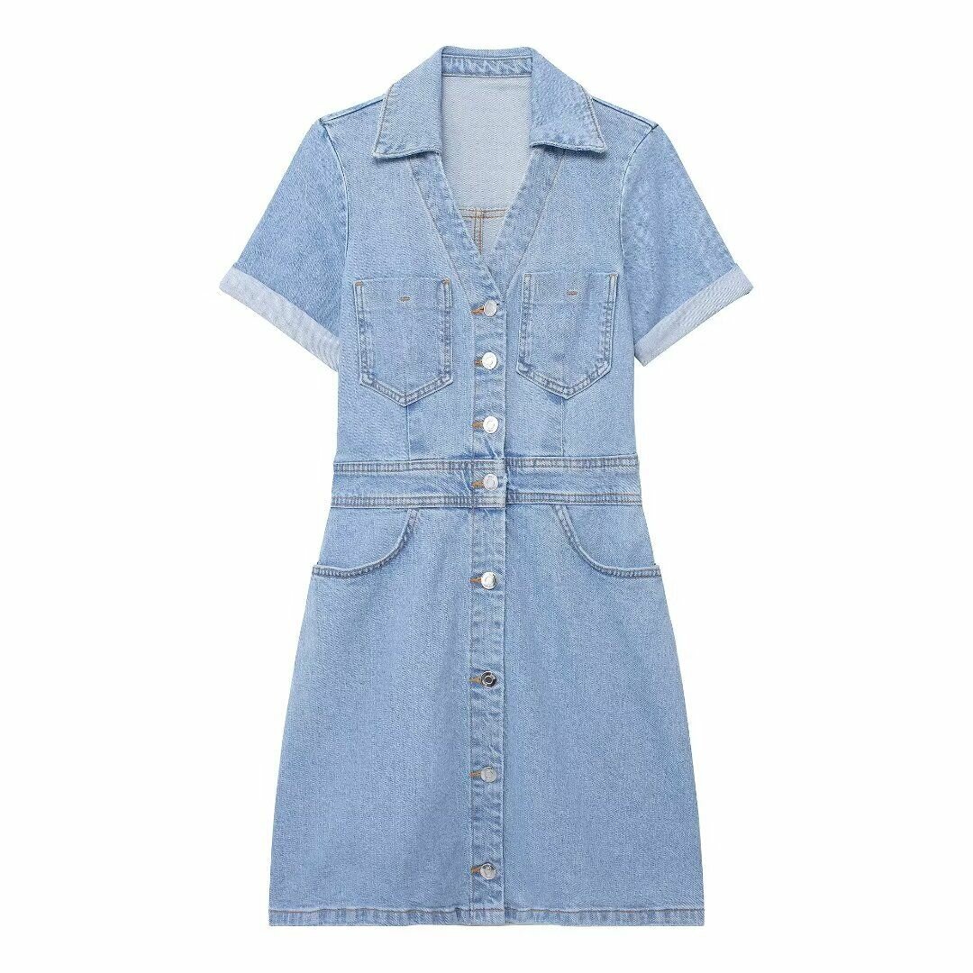 Платье  Весна-лето 2025, размер M, светло-синий