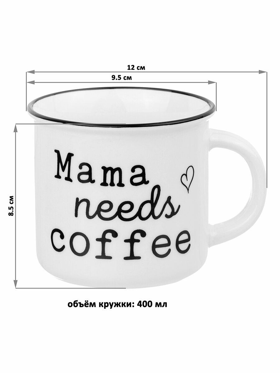 Кружка / чашка 2 шт 400 мл Elan Gallery Mama needs coffee и Papa needs relax, набор — фото 1
