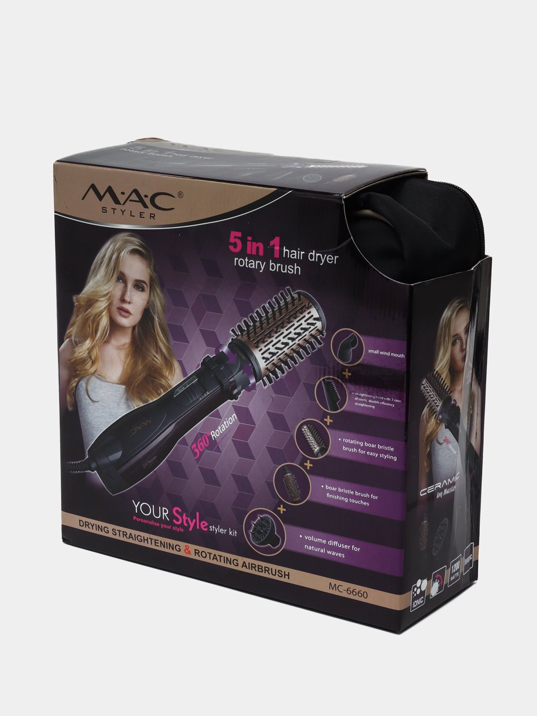 MAC Профессиональный фен-стайлер с 5 насадками MC-6660 Профессиональная укладка дома