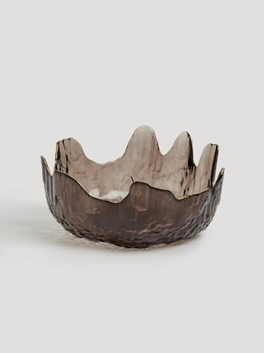 Изображение товара Салатник, 20х9 см, 1,1 л, стекло, коричневый, с золотистым кантом, Nautilus color