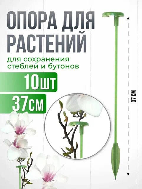 Опора для растений с кольцом колышки садовые для рассады для орхидей  комнатных цветов 37 см 10 шт