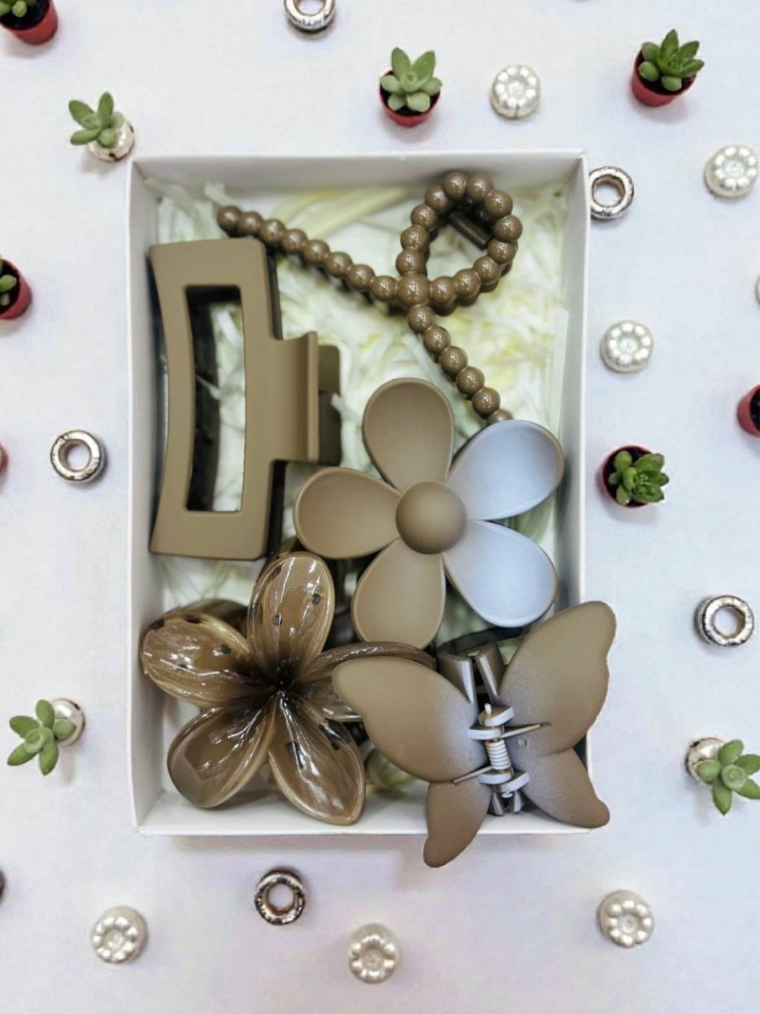 Заколка для волос "Гавая", стильный аксессуар, доступен в разных цветах, 5 в наборе