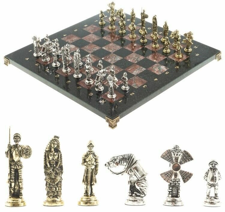 Шахматы "Дон Кихот" доска 36х36 см креноид змеевик 122653