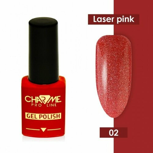 Гель лак Charme Laser pink effect 02, 10мл laser dazzling pink sheet rainbow brocade powder laser chameleon dazzling pink magic mirror effect powder