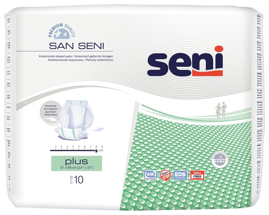 Подгузники анатомические SAN SENI Plus, 10 шт./уп.