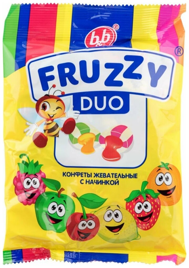 Конфеты B&B "Fruzzy" Duo жевательные с начинкой (микс) 180г - фотография № 2