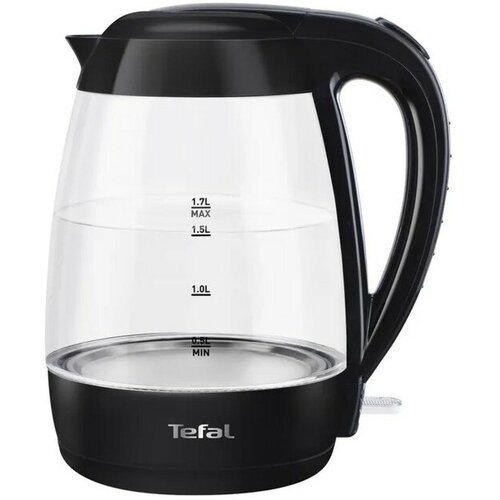 Чайник электрический TEFAL KO450832, стекло, 1.7 л, 2400 Вт, чёрный чайник электрический tefal ki760d30 стекло 1 7 л 2400 вт серебристый