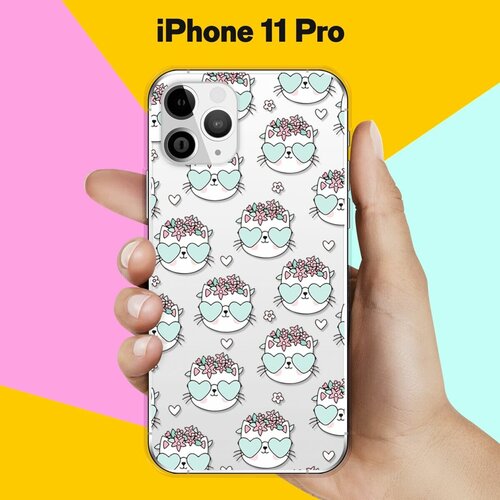 Силиконовый чехол Узор из котов на Apple iPhone 11 Pro силиконовый чехол mcover для apple iphone 11 pro с рисунком радужный узор