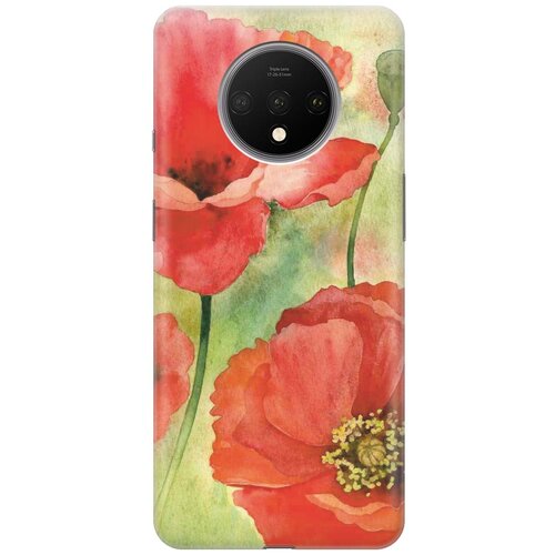 фото Re:paчехол - накладка artcolor для oneplus 7t с принтом "алые маки"