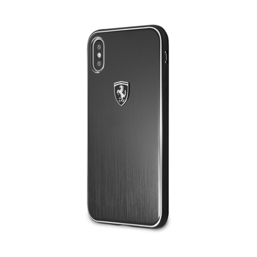 фото Алюминиевый чехол-накладка для iphone x/xs ferrari heritage aluminium hard, черный (fehalhcpxbk)