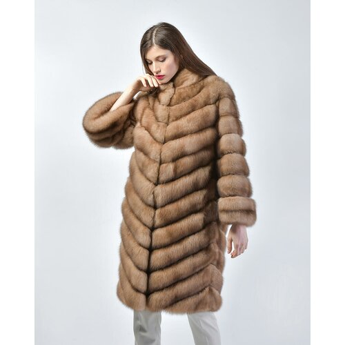 Пальто Rindi, соболь, силуэт прямой, карманы, размер 42, коричневый