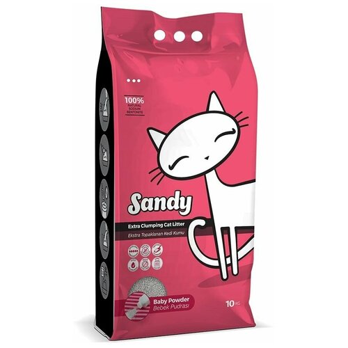 Наполнитель комкующийся для кошачьего туалета Sandy Baby Powder с ароматом детской присыпки (10кг)
