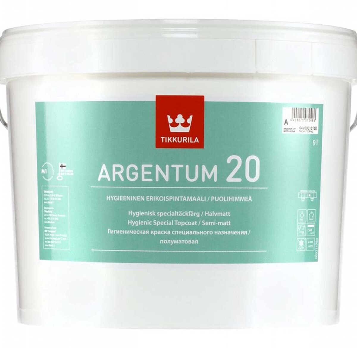 фото Краска антимикробная Argentum-20 (Аргентум-20) TIKKURILA 2,7л белый (база А)