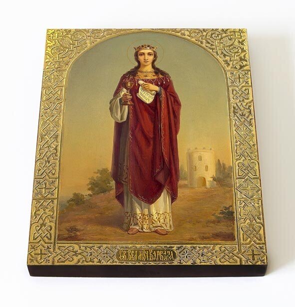 Великомученица Варвара Илиопольская, ростовая икона на доске 8*10 см