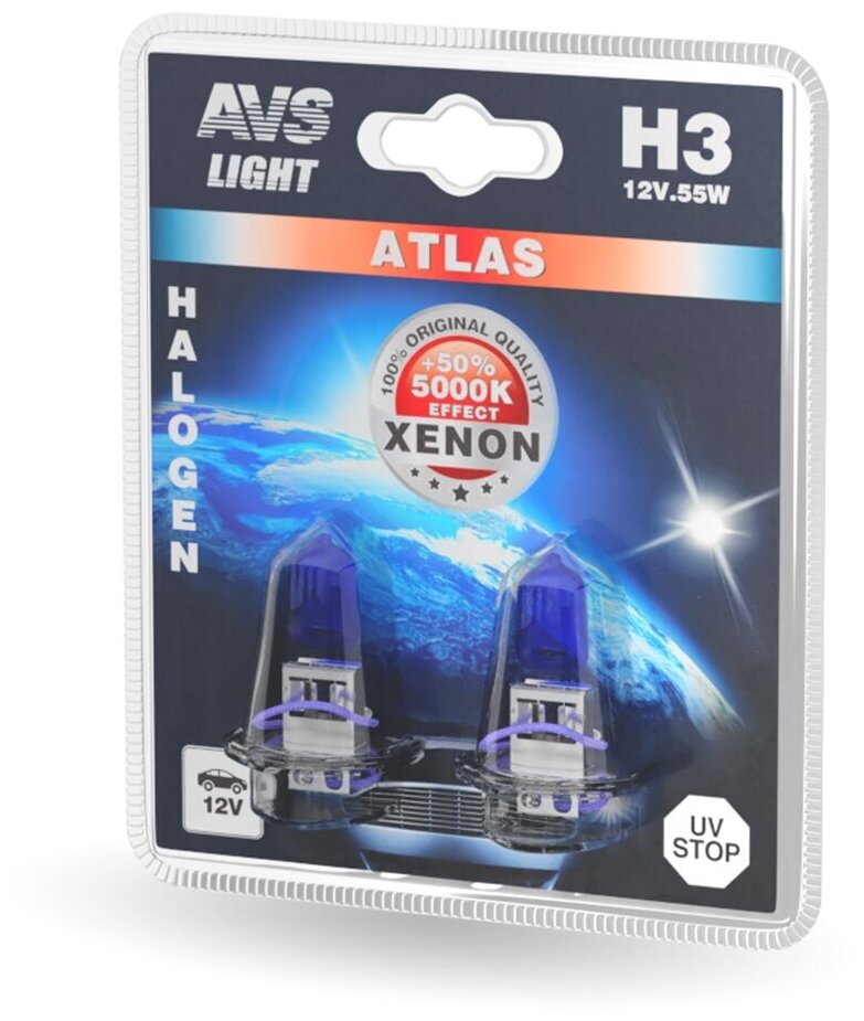 Галогенная лампа AVS ATLAS/5000К/H3.24V.70W. блистер- 2шт.