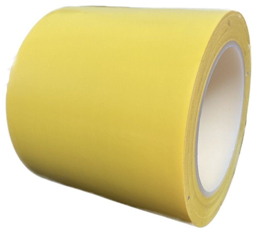 Лента самоклеящаяся ПВХ для разметки и маркировки, размер 100мм х 33м, цвет желтый, толщина 150мкм.