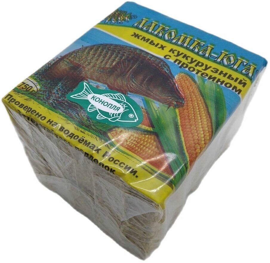 Жмых кукурузный рыболовный макуха Лакомка-Юга (20кубиков) со вкусом - конопля
