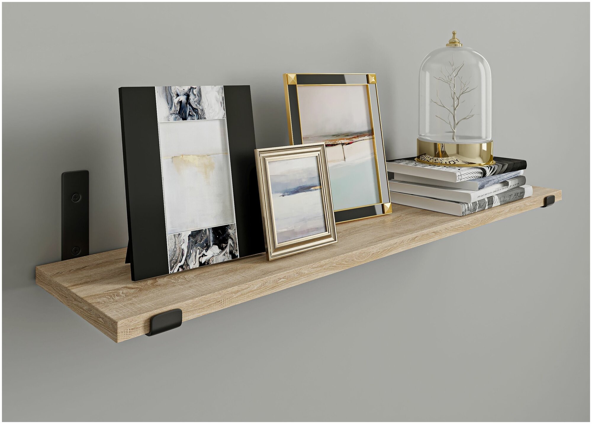 фото Полка 80х30 см белая с кронштейнами белого цвета