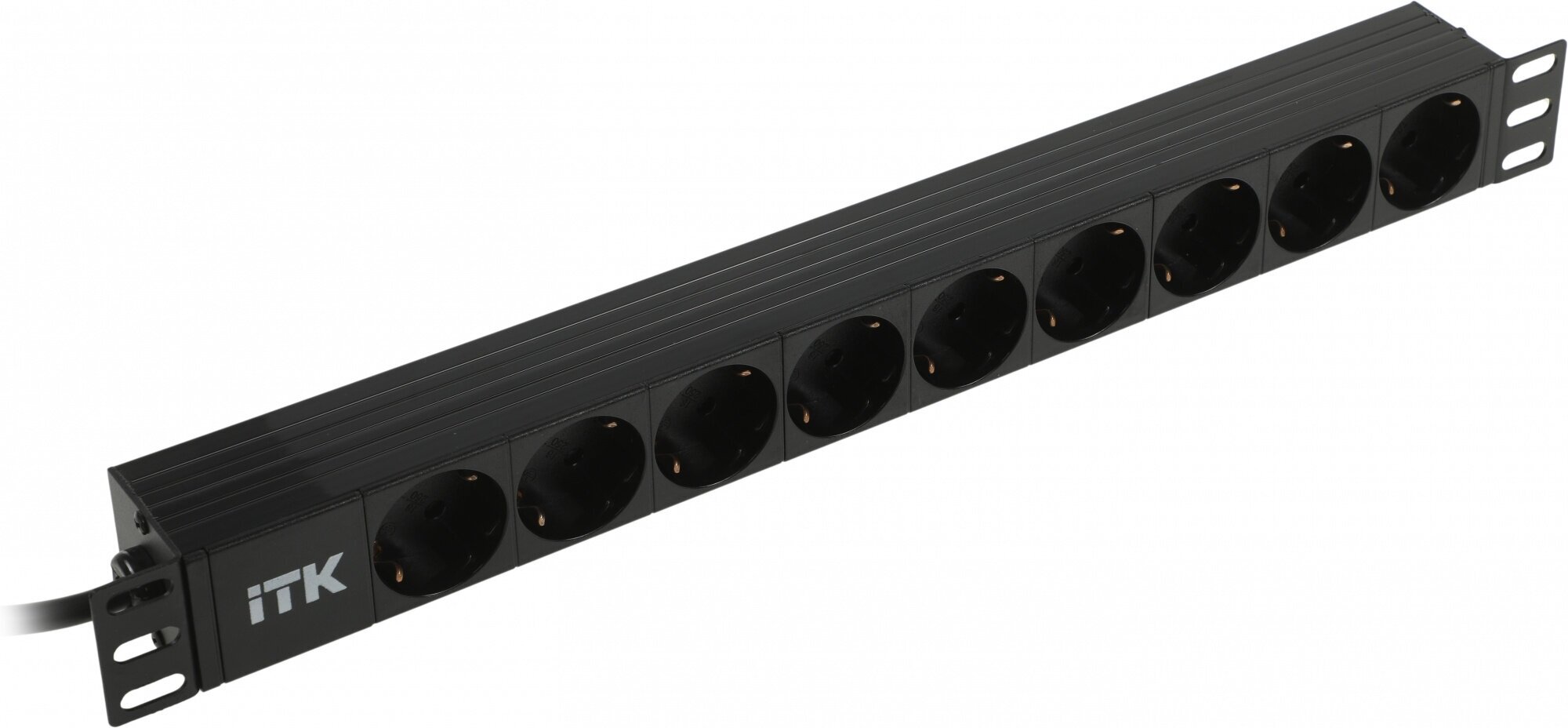 PH22-9D1-P ITK PDU 9 розеток DIN49440 (нем. cтанд.) 1U, шнур 2м вилка DIN49441 (нем. станд.), профиль из ПВХ, черный IEK - фото №7