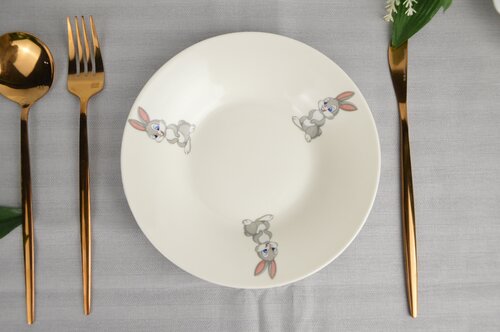 Набор тарелок, 12 шт / Тарелка суповая, 17 см, Зайка, ТМ BONAFFINI