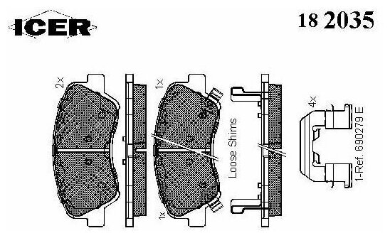 ICER 182035 (581011RA00 / 581011RA05 / 581011WA05) колодки дисковые передние\ solaris / accent Rio (Рио) all 11