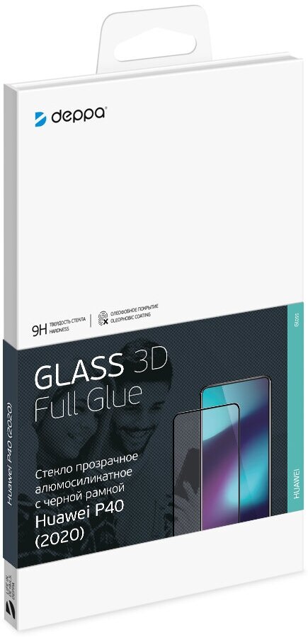 Защитное стекло Deppa для Huawei P40 3D Full Glue (черная рамка) - фото №8