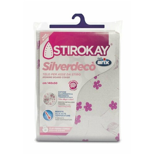 фото Чехол для гладильной доски arix stirokay silverdeco 140х50 см белый/розовый