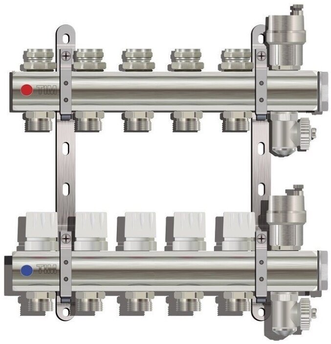 Коллекторная группа без расход. и без кранов 5 выходов TIM KВ005