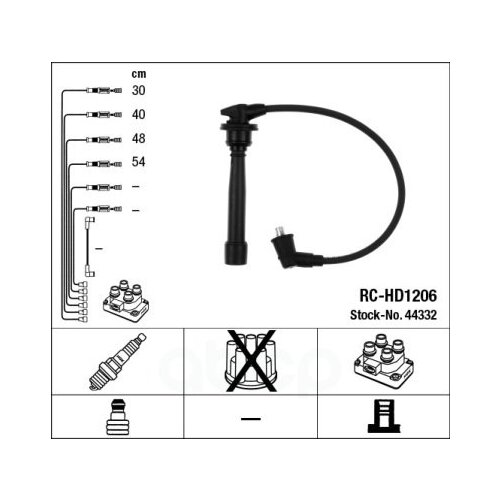 NGK-NTK 44332 Комплект в/в проводов RC-HD1206