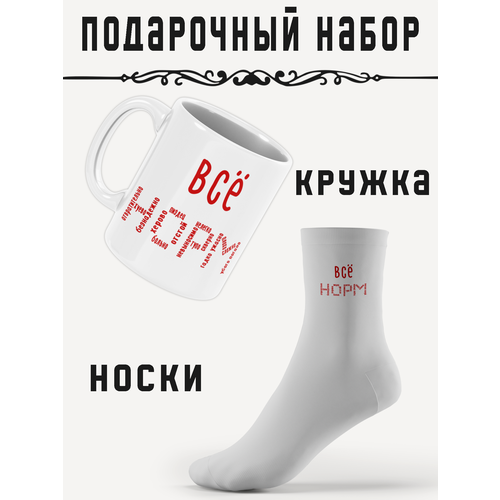 Подарочный набор 2 в 1 (кружка + носки) Всё норм, PRINTHAN