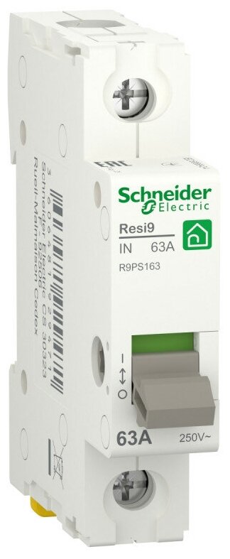 SE RESI9 Выключатель нагрузки (мод. рубильник) 63А 1P, Schneider Electric, арт. R9PS163