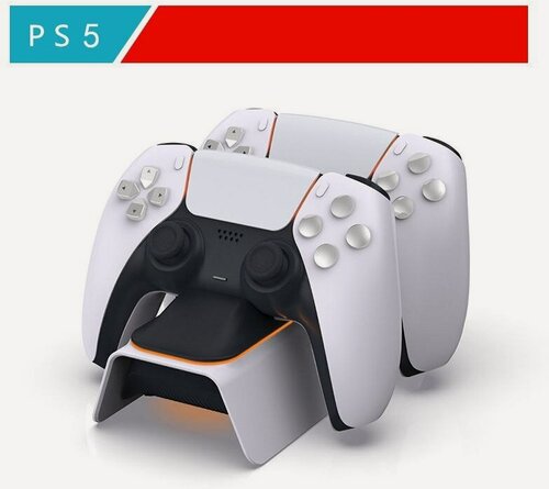 Изображение товара Зарядная станция для 2-х геймпадов Sony PlayStation 5 / DualSense док-станция / Зарядка для джойстиков PS5 с регулируемой подсветкой