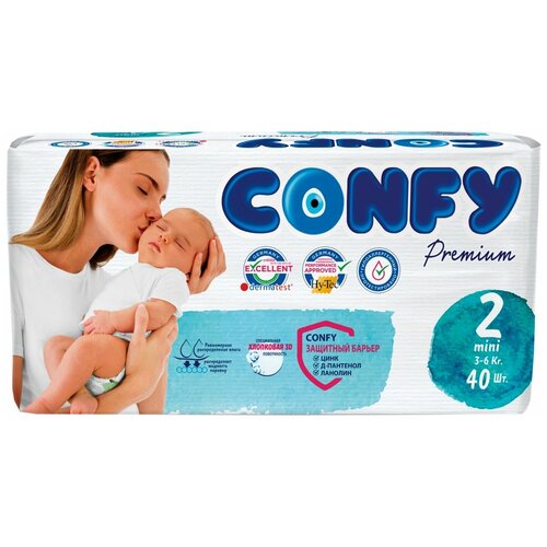 Подгузники Confy Premium Размер 2 3-6кг 40шт