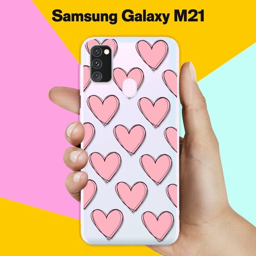 Силиконовый чехол Узор из сердец на Samsung Galaxy M30s