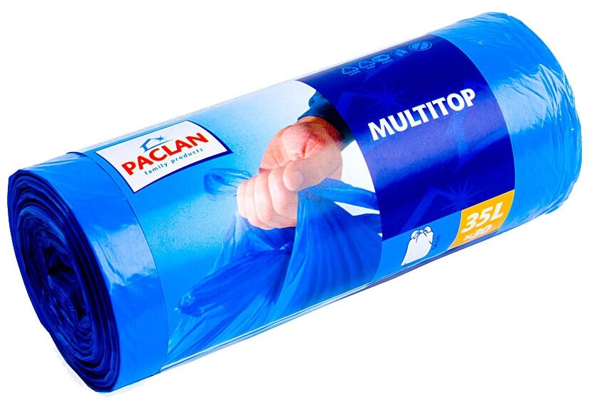 Мешки для мусора Paclan Multitop 35 л (30 шт.) синий - фотография № 5