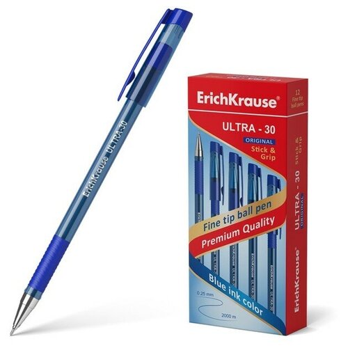 Ручка шариковая ErichKrause ULTRA-30 Original, узел 0.7 мм, чернила синие, длина письма 1000 метров