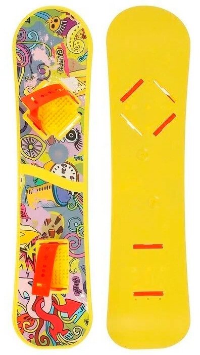 Сноуборд детский Олимпик пластиковый с облегченными креплениями, желтый