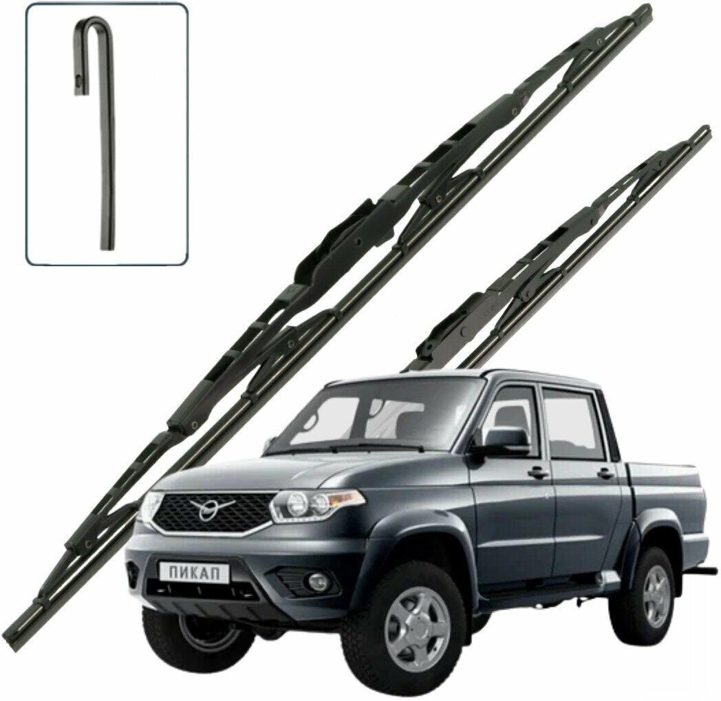 Дворники UAZ Patriot Pick-Up УАЗ Патриот Пикап 23632 2-й рест. 2016 2017 2018 2019 2020 2021 2022 каркасные 530-530 2 шт.