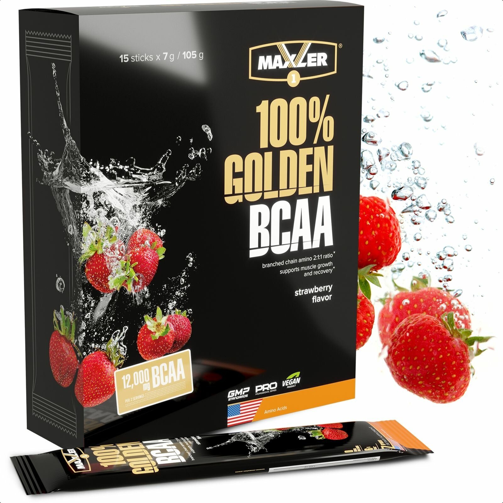 BCAA Maxler 100% Golden, клубника, 105 гр.