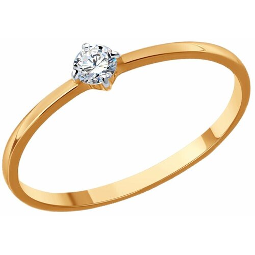 Кольцо SOKOLOV, красное золото, 585 проба, фианит, размер 16 тонкое золотое кольцо два сердца 017128 15