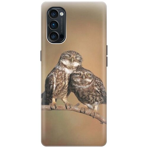 фото Cиликоновый чехол на oppo reno4 / оппо рено4 с принтом "пара совушек" gosso