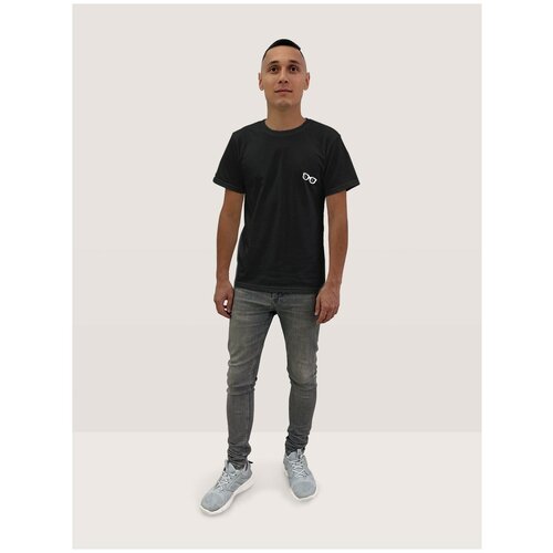 фото Футболка мужская черная очки хипстер - 1156 ttp будь на стиле