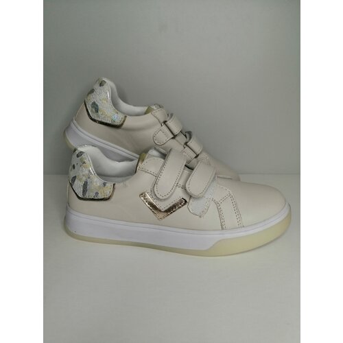 Кроссовки Happy Walk, летние, беговые, натуральная кожа, анатомическая стелька, нескользящая подошва, ортопедические, низкие, размер 31, бежевый