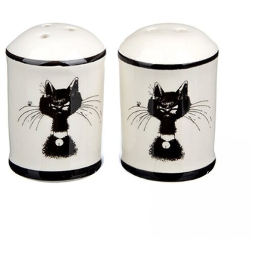 фото Millimi набор для соли и перца черный кот белый